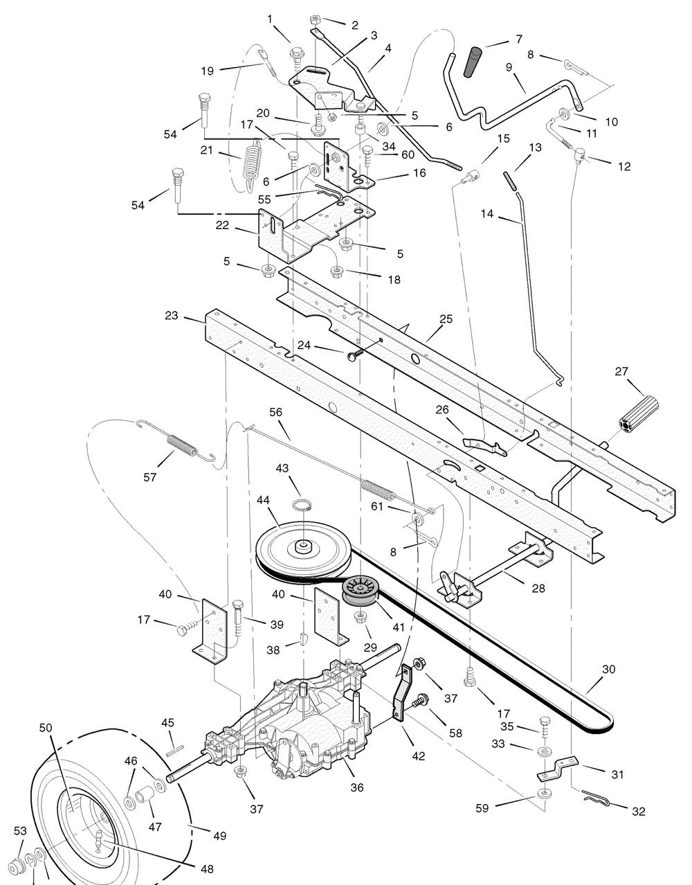 Motion Drive Diagram and Parts List for 405000X8D 2004 Briggs and Stratton Lawn Tractor